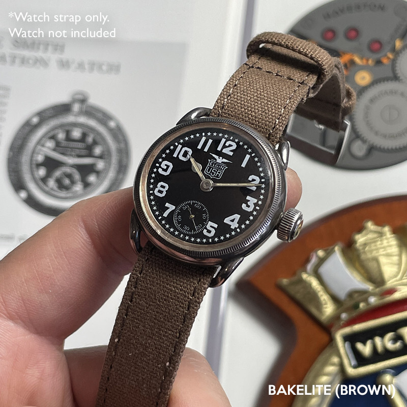 16mm Vintage Military Brown Canvas Watch Strap WWII A-11 A11 Hack