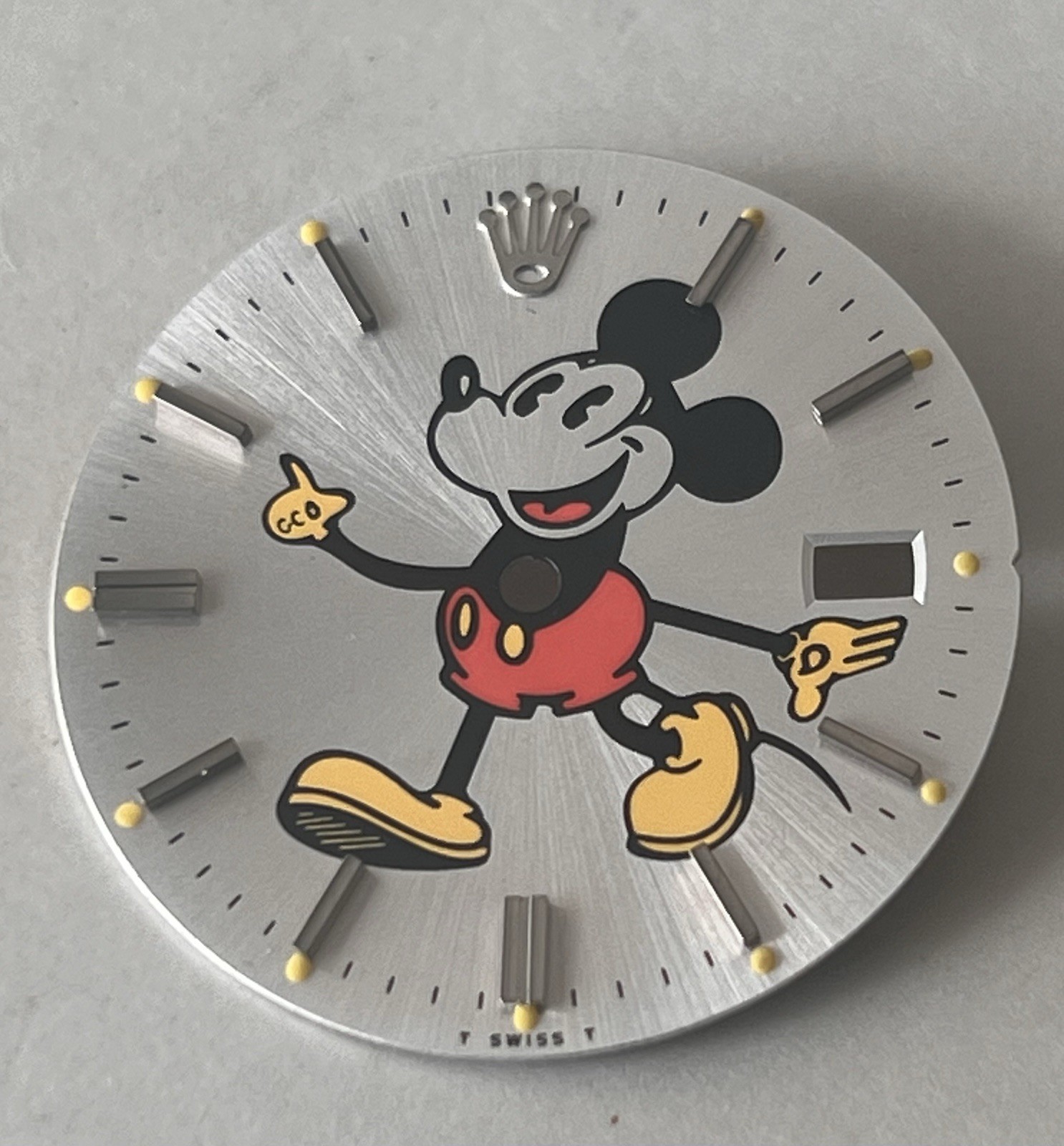 Custom Rolex Oysterdate Precision Mickey Mouse Dial for 6694 34mm Silver Stick