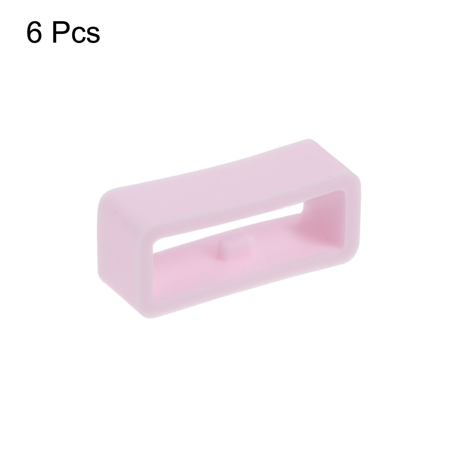 6pcs Watch Strap Loop Fastener Ring 16mm Rubber Watch Holder Keeper Light Pink