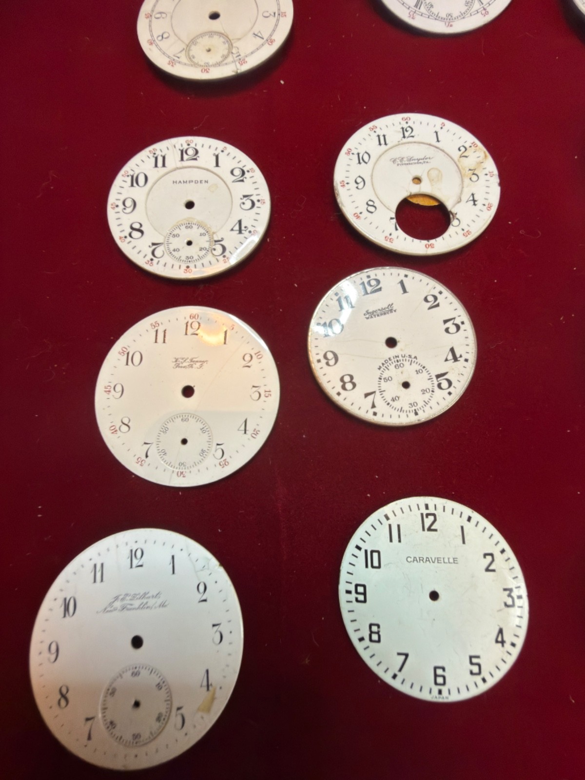 Lot of 124 Pocket watch dials, Misc sizes and brands: Many different brands