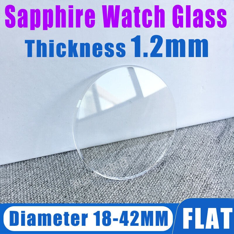 Sapphire Crystal 18mm to 42mm Mineral Glasses Lens 1.2mm Flat Round Watch Glass