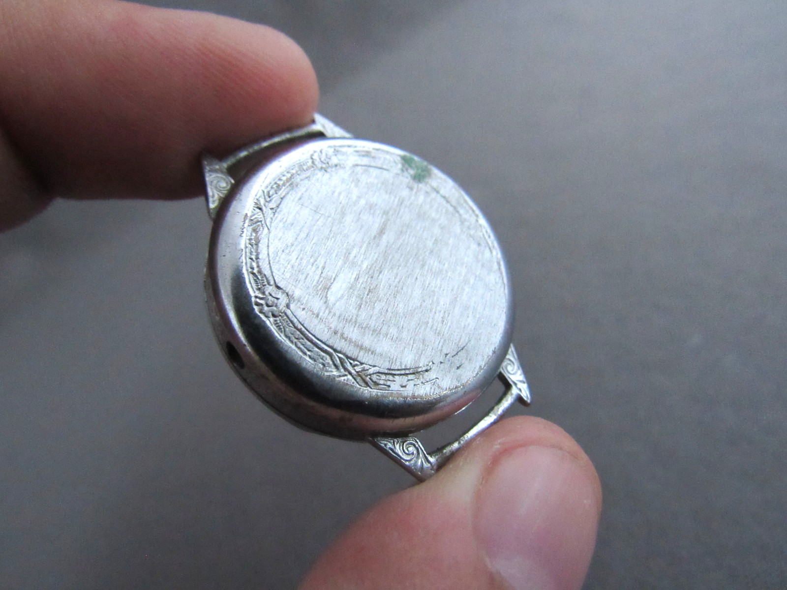 VINTAGE JAGOT ART DECO SILVER TONE ETCHED STEEL CASE WRISTWATCH FOR PARTS