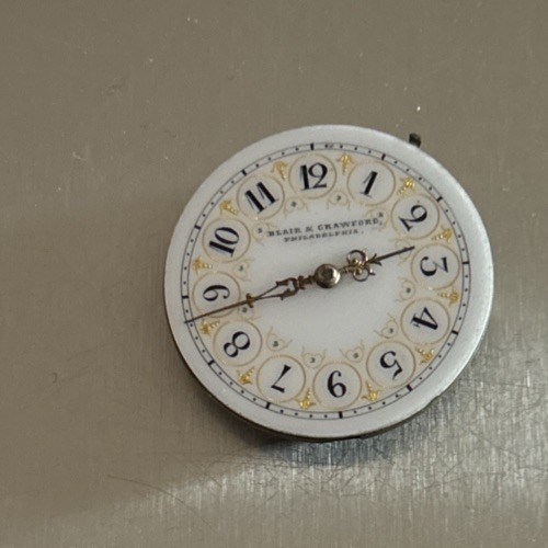 Antique Blair & Crawford Philadelphia Pocket Watch Movement Fancy face & Crystal
