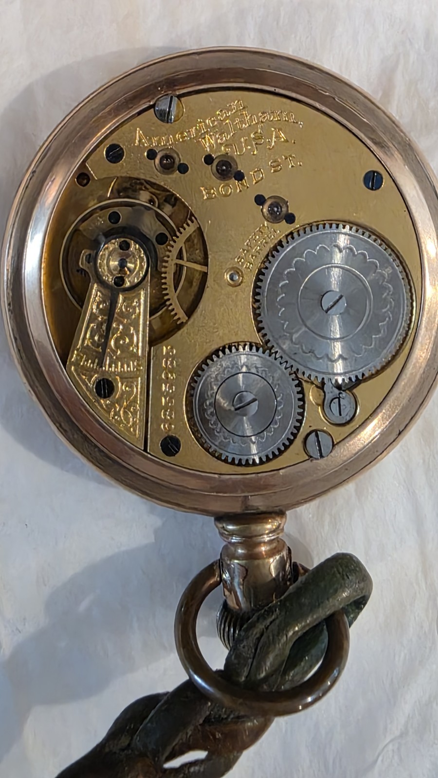 American Waltham Watch Co Grade Bond St 14S Mixed Run 7J-11J Runs Gold Filled