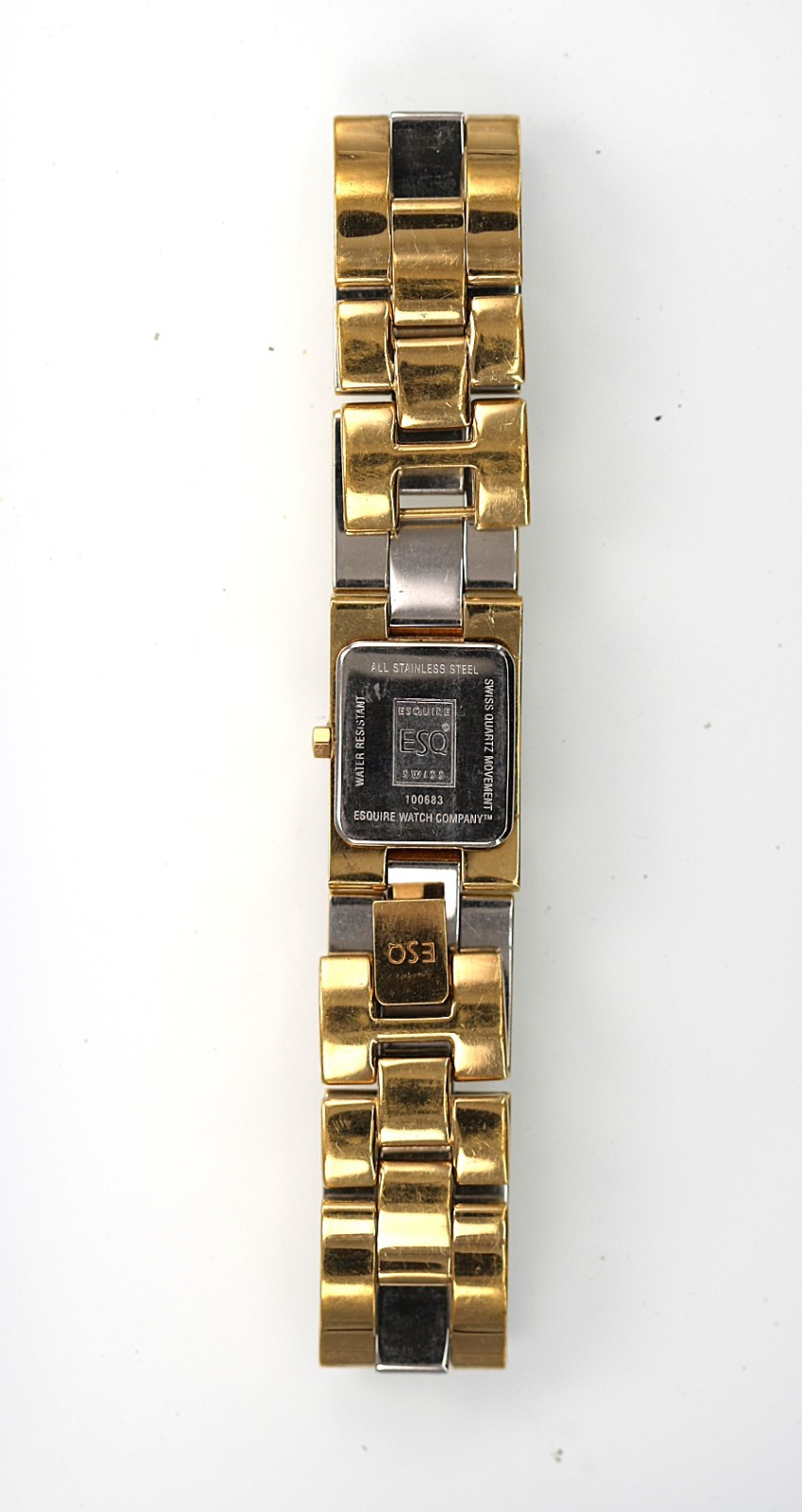 ESQ Watch Women Gold Stainless Steel Water Res Battery Black Quartz NON-WORKING