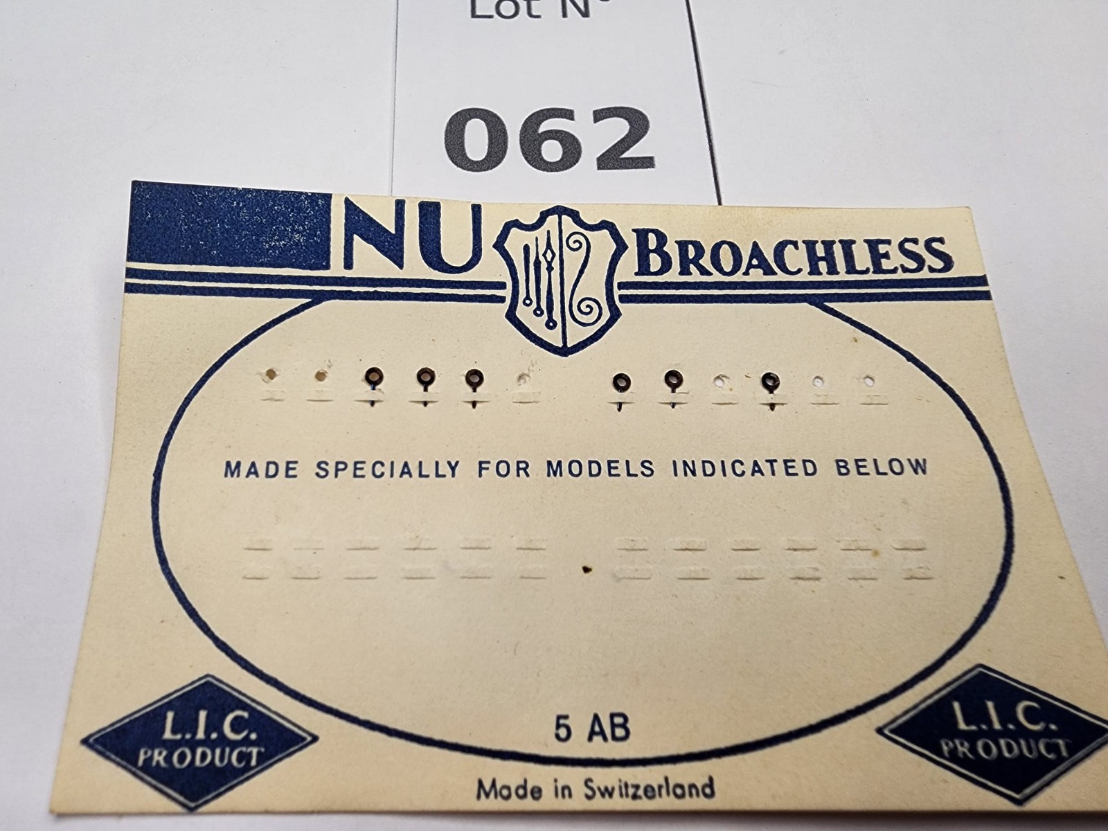 Vintage NU Broachless Watch Hands Card – Partial Set – 5 AB – Made in Switzerlan