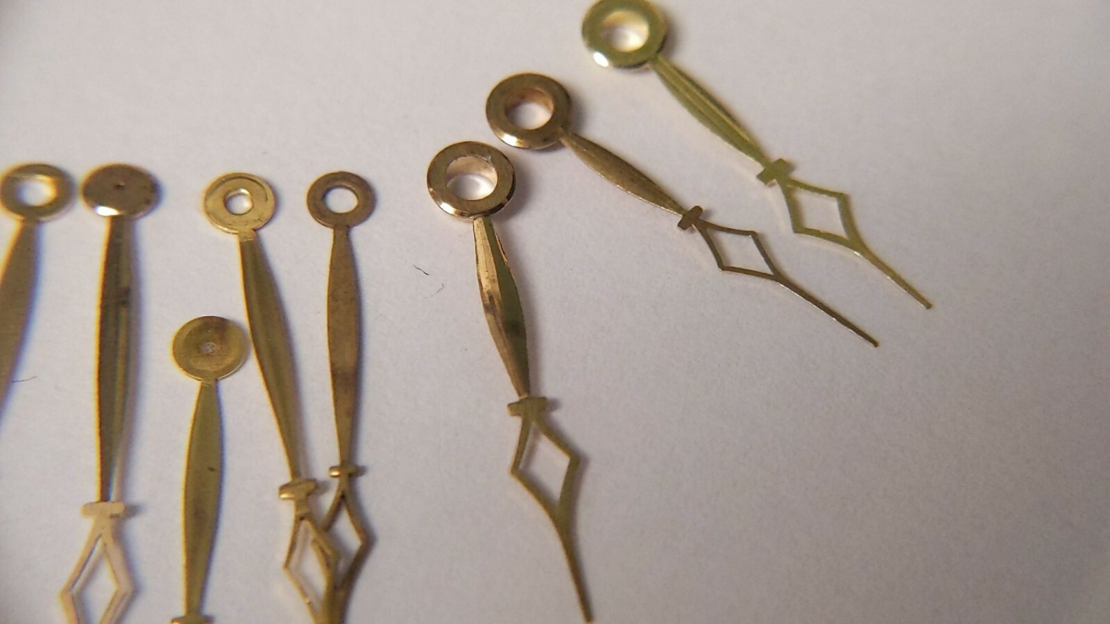 set of 10 diamond yellow watch hands. pocket watch hands variety assortment