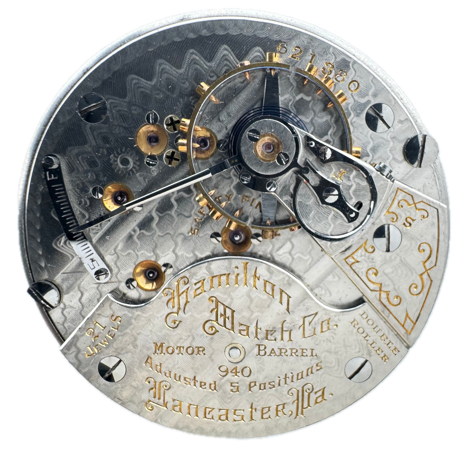 Antique 18s Hamilton Double Sunk Limited Approval Pocket Watch Movement 940 USA