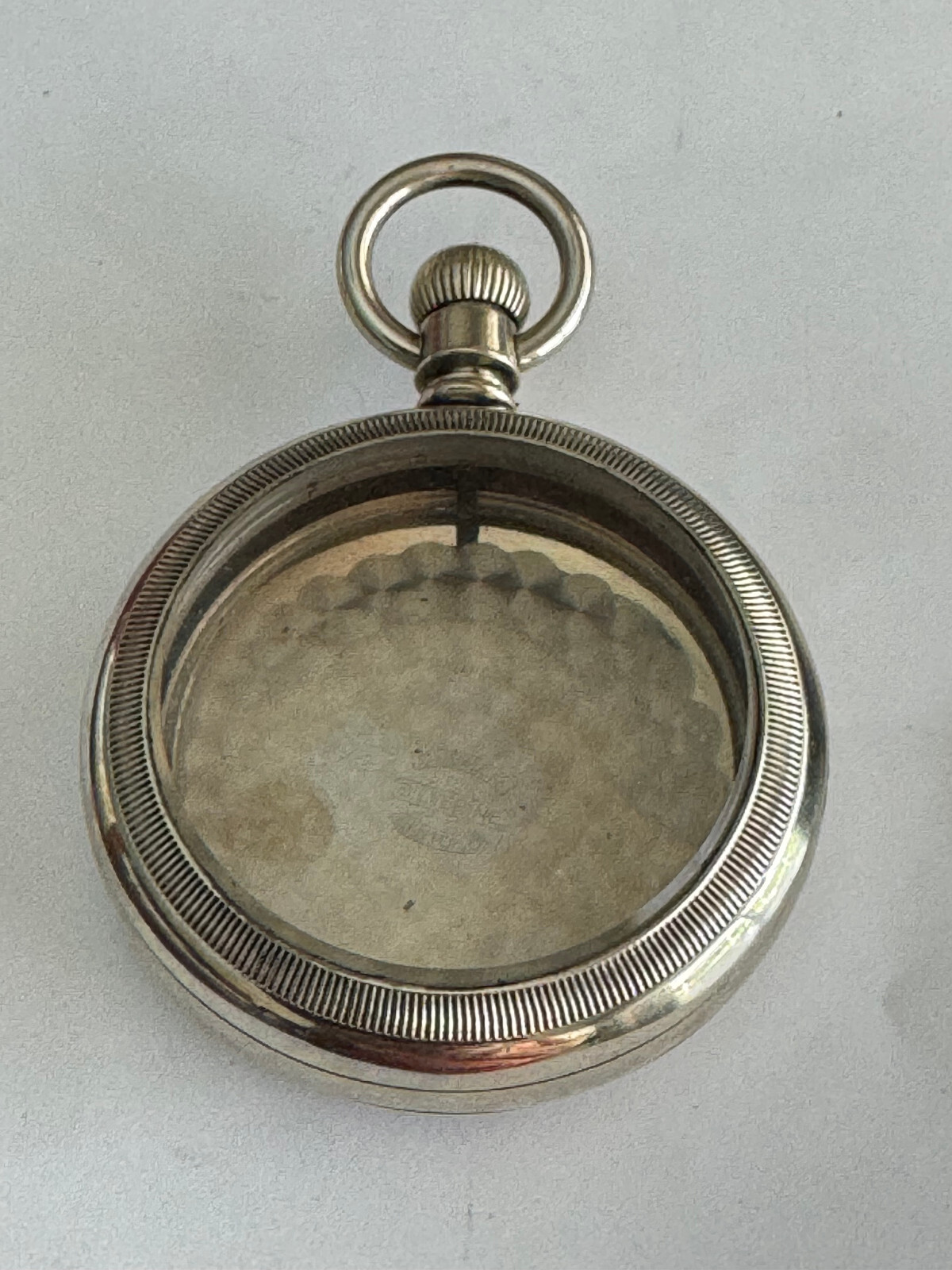 VINTAGE 18 SIZE DUEBER POCKET WATCH CASE WITH HORSE ON BACK PENDANT & LEVER SET