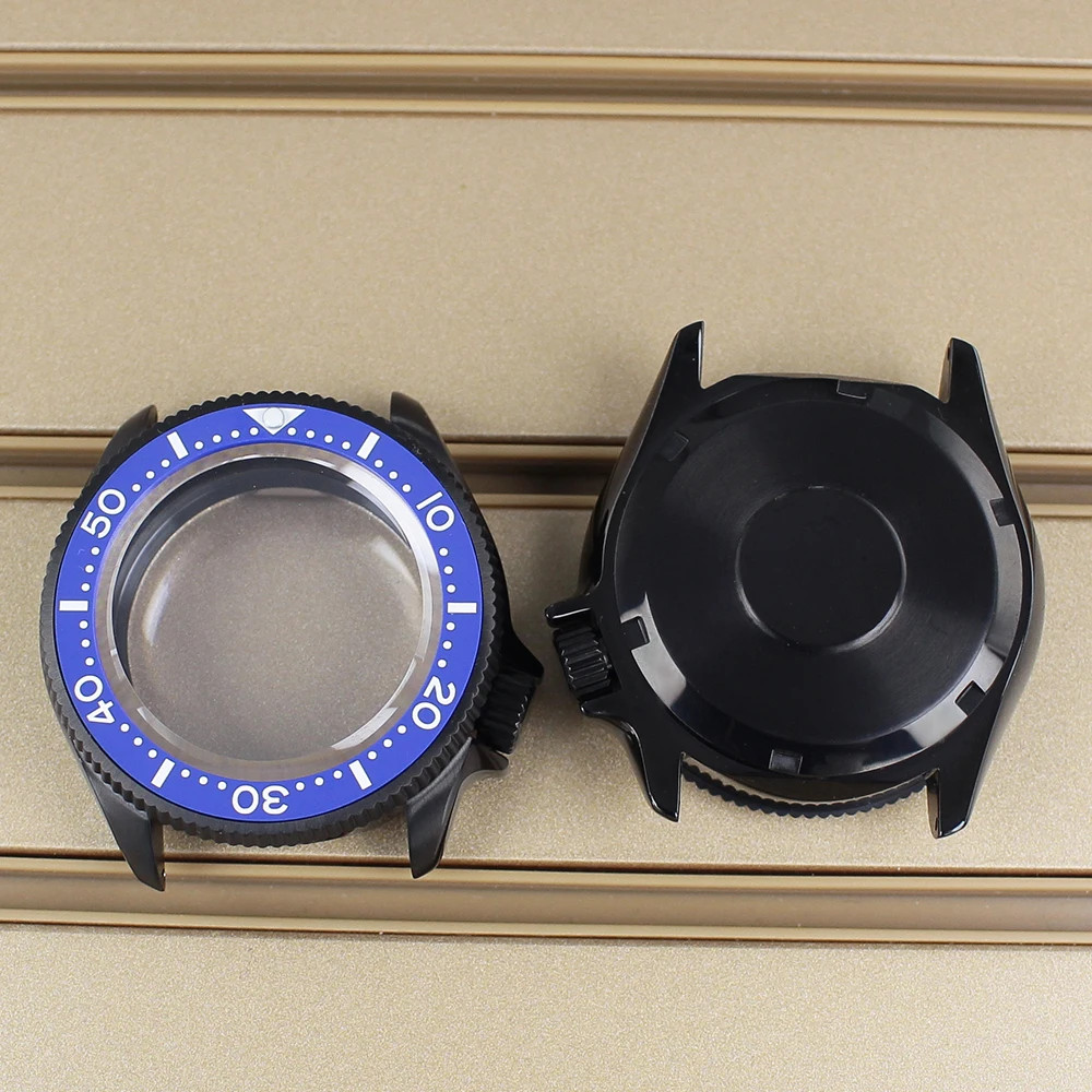 38mm PVD Black Watch Case SKX013 Mod Sapphire Glass 3.8 crown For NH35 Movement