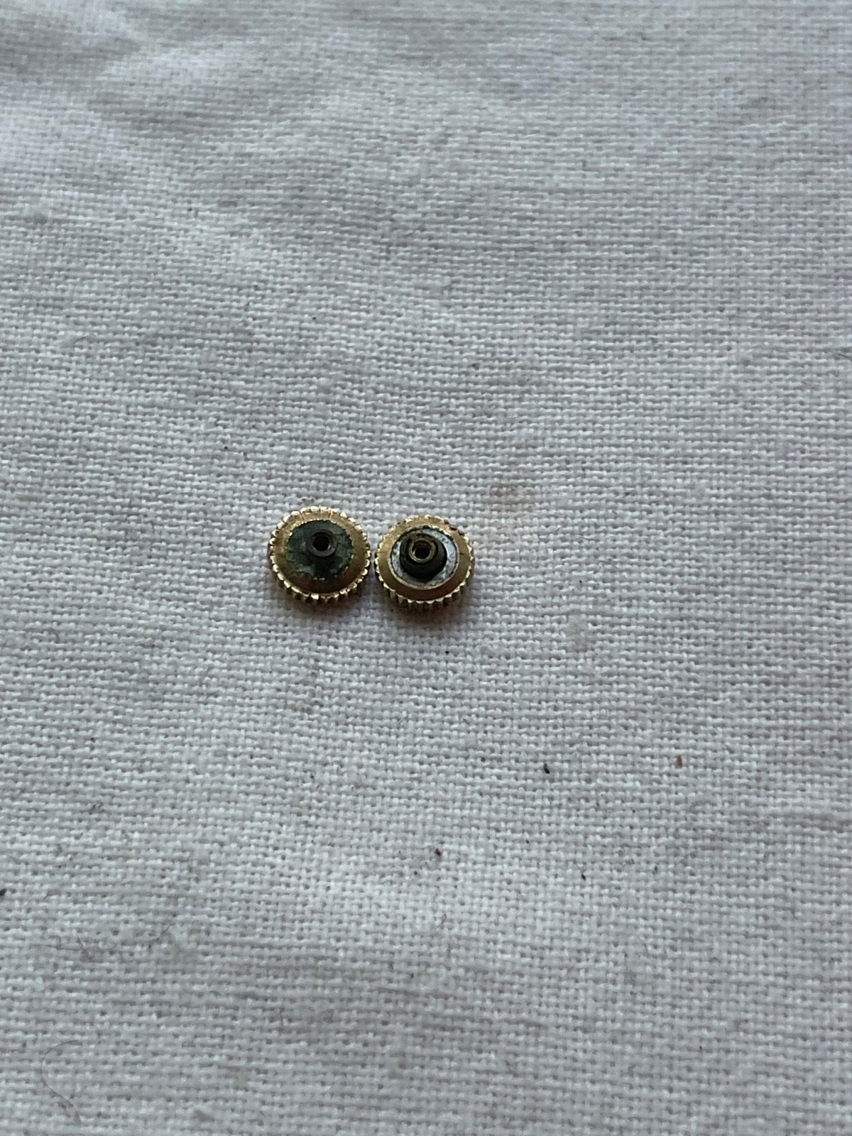 Two Gold filled Gruen 4.5mm crowns for watch – original vintage watch part