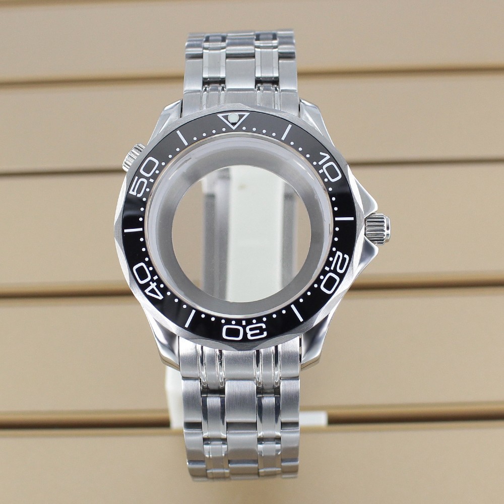 Double Crown 41mm Diver Watch Cases Modify Sea300 10ATM For Seiko NH35 Movement