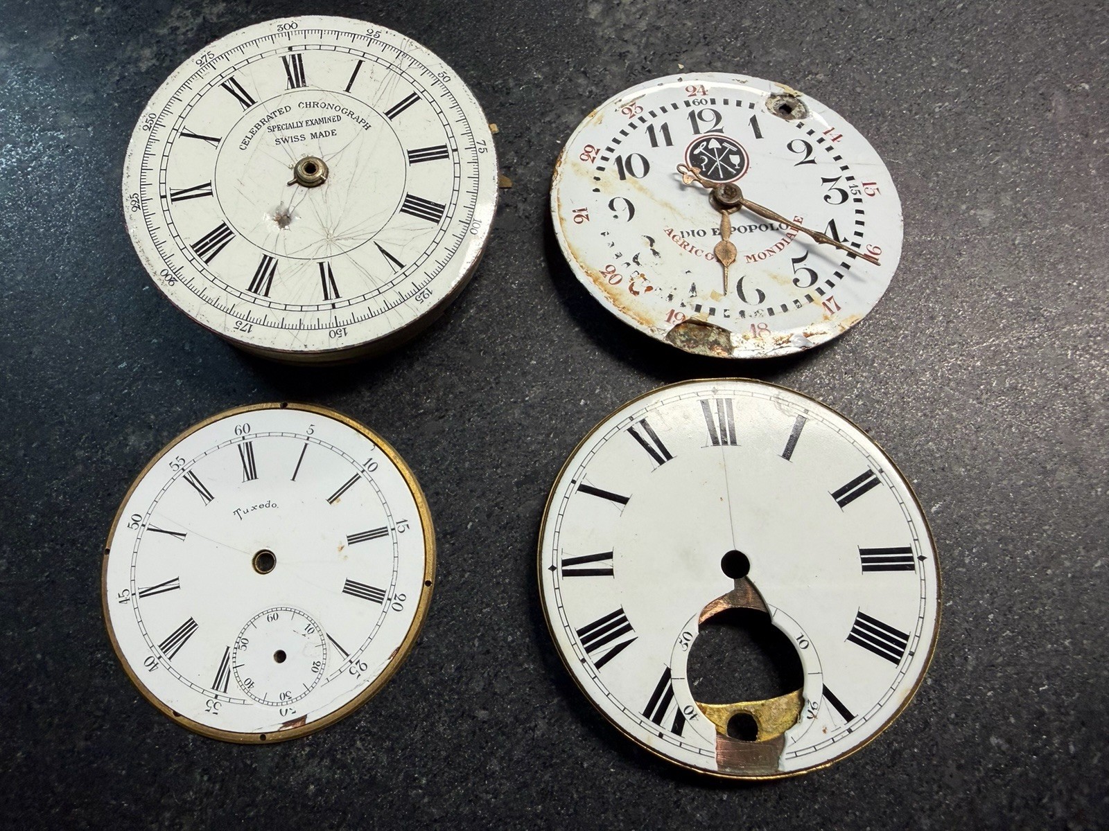Porcelain Watch Dial Lot 33 Pocket Watch Faces Elgin Waltham Parts Repair Art