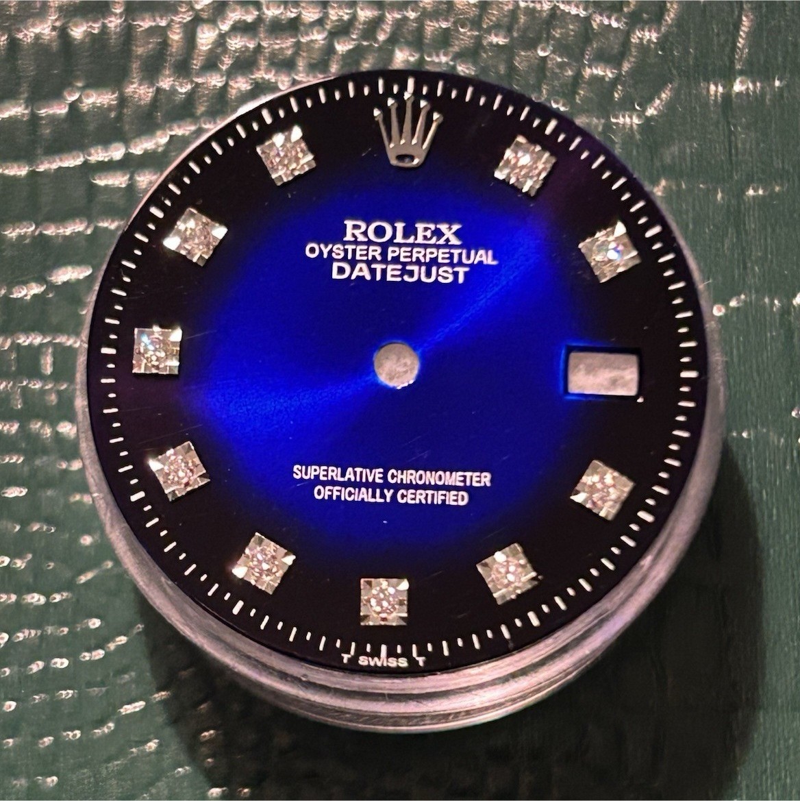 Rolex Mens Datejust Custom Blue Vignette Diamond Dial For Reference 16014 16234