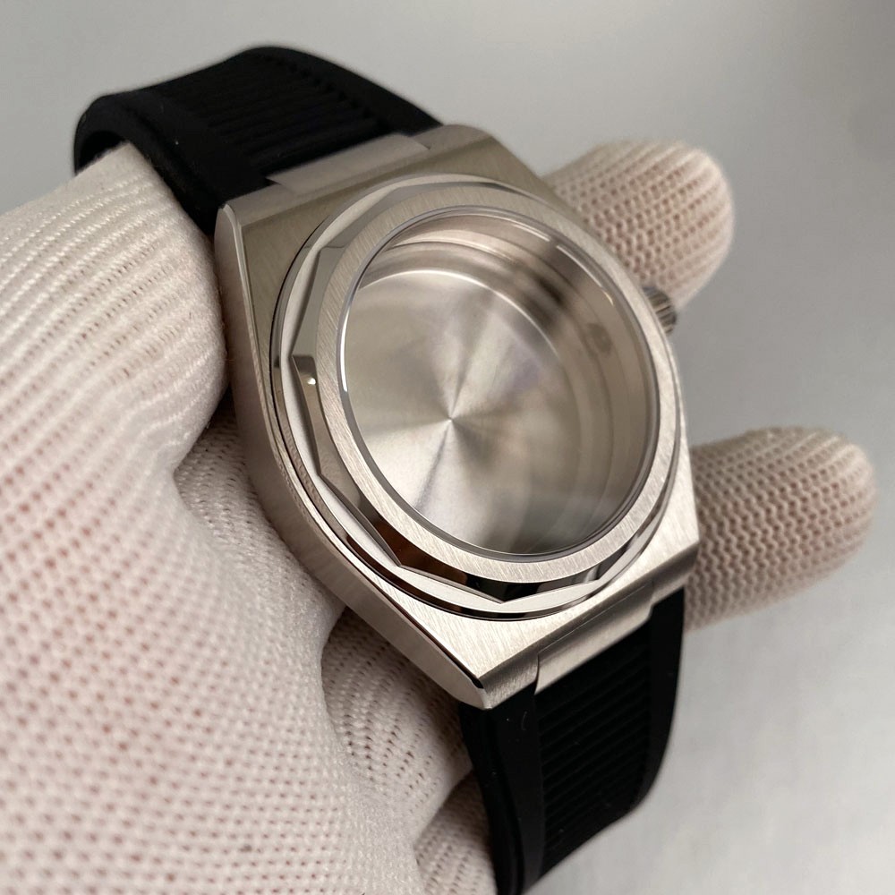 40mm Watch Case with Polygonal Bezel Sapphire Fit NH35 NH34 PT5000 For Ingenieur