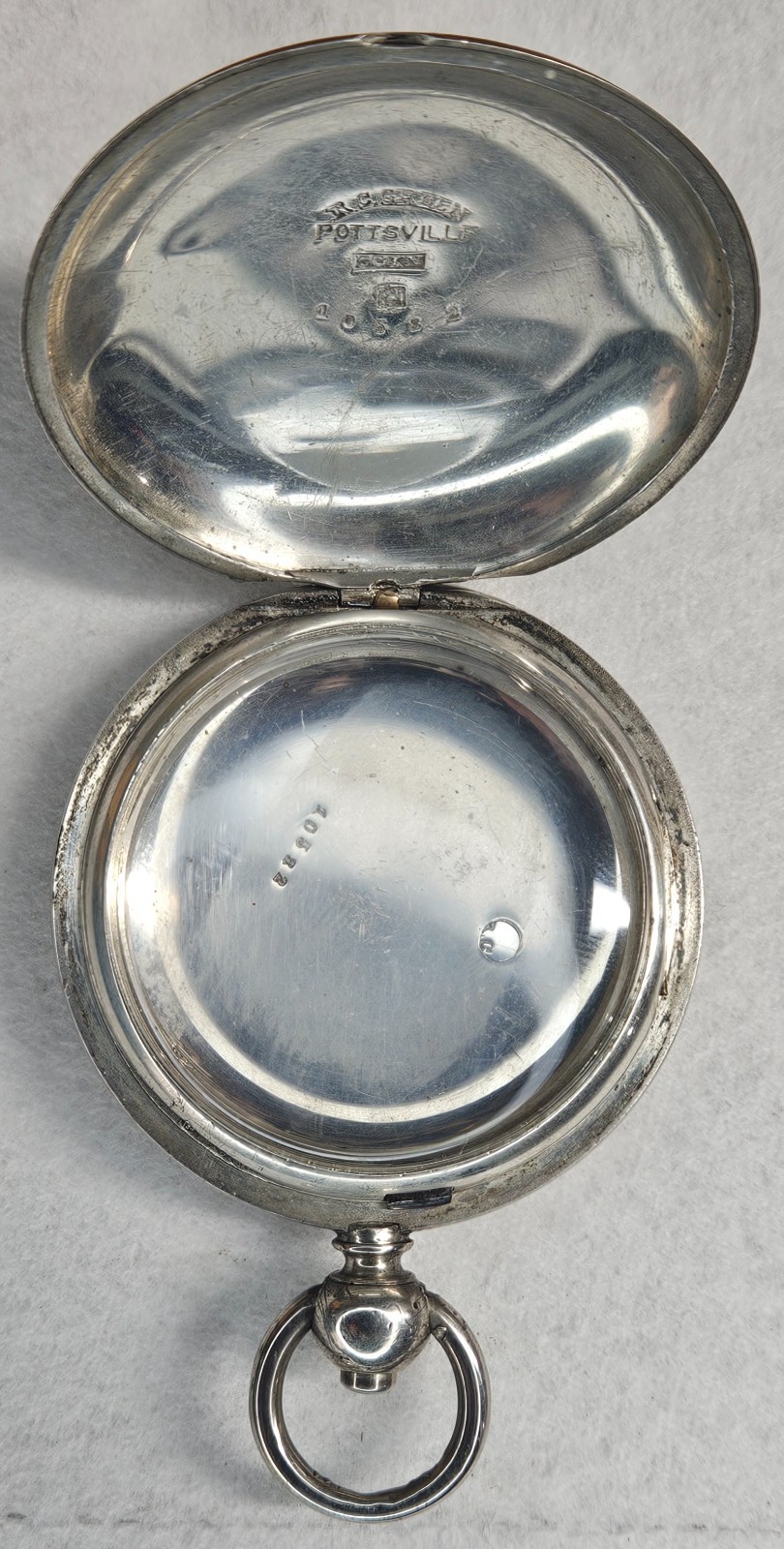 18s RC Green Pottsville PA Coin Silver Eagle Marked Pocket Watch Case 1870 Nice!