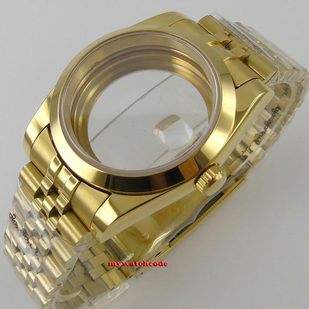 36mm 39MM sapphire glass golden Watch Case fit eta 2836 2824 8215 NH35 NH36 8215