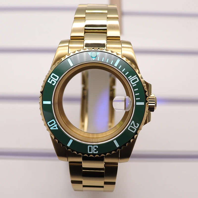 40mm Diving Watch Case Oyster Band Luminous Ceramic Bezel For Nh35/36 8215 2824