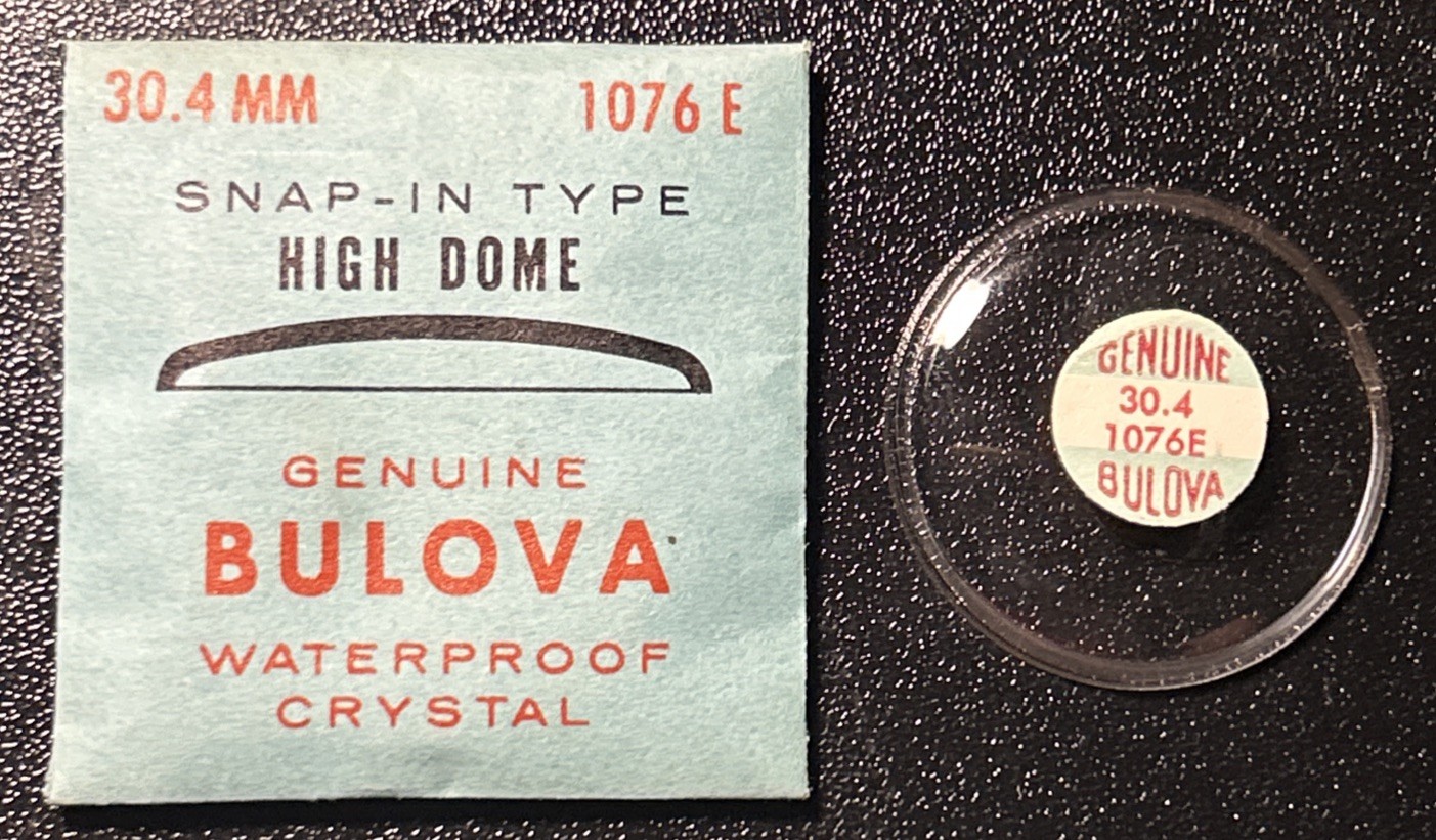 Vintage Genuine Bulova 1076E Snap-In Type High Dome Watch Crystal 30.4MM NOS