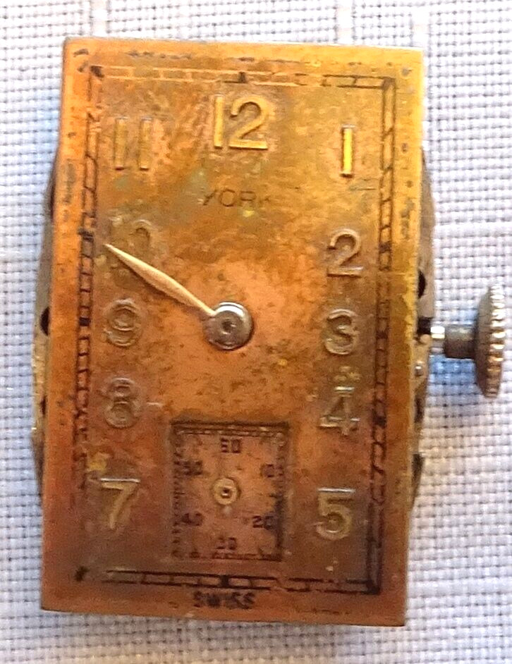 York Wristwatch Movement 7J Vintage Men’s Parts or Repair
