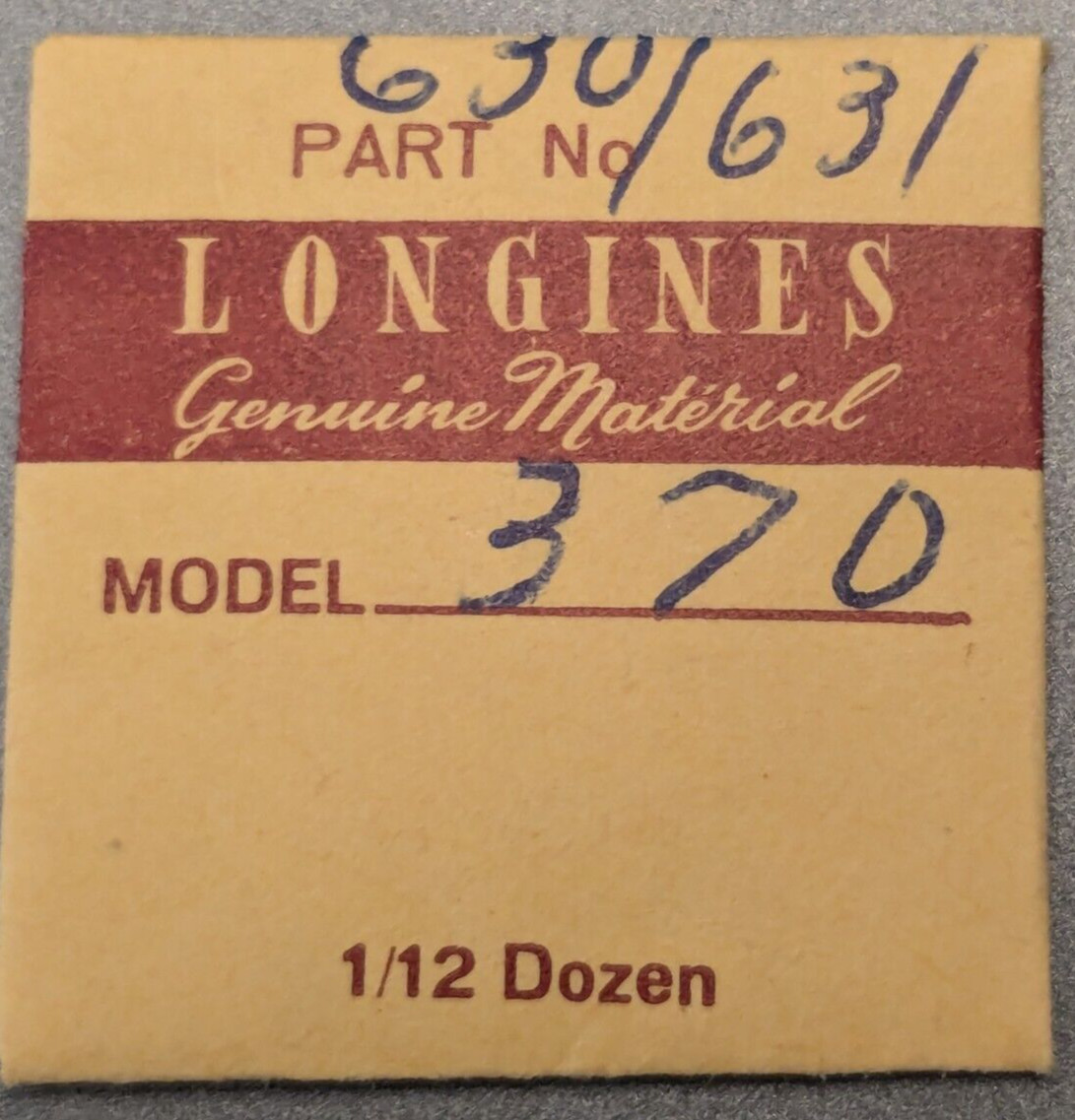 NEW Longines Genuine Material Cal. 370 Balance Jewel Set Part# 630/631