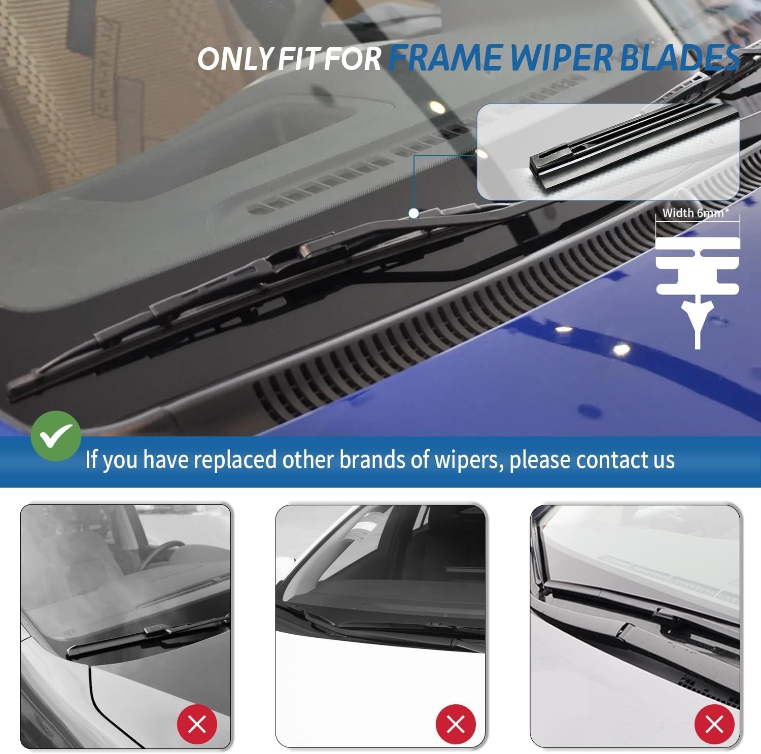 ASLAM Wiper Blade Refills 16″ 6mm for Conventional Frame Windshield Wipers(Se…