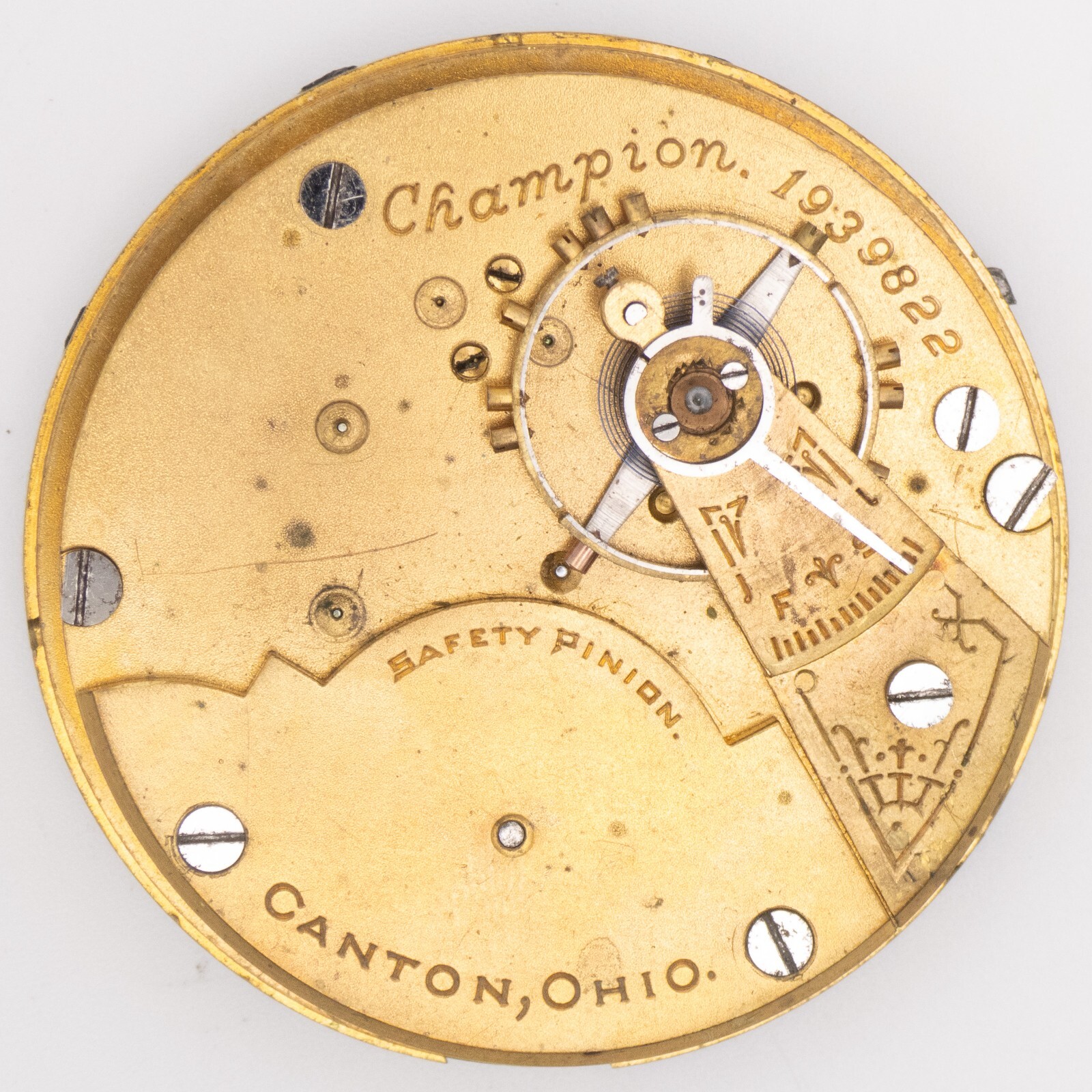 Hampden Grade Champion 18-Size Antique Pocket Watch Movement, 24-Hour Dial
