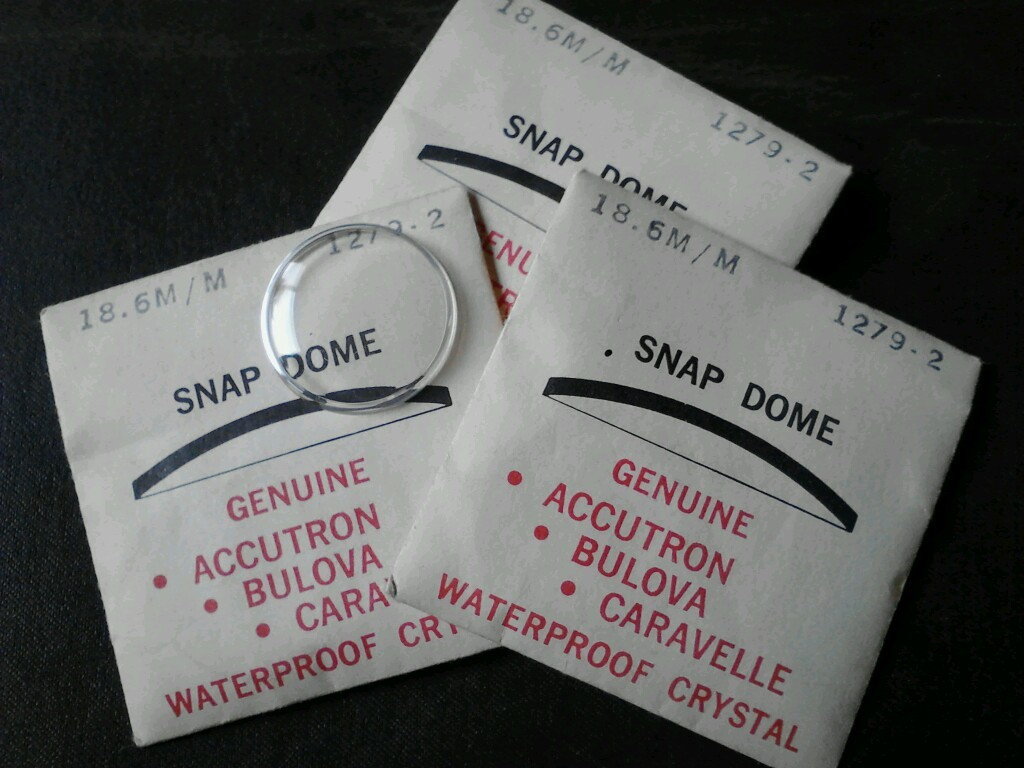 Lot Of 3 NOS Bulova 1279-2 Snap Dome 18.6mm Wristwatch Crystals Parts Spares