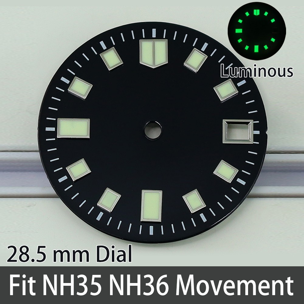 28.5mm 3C Luminous Watch Dial Turtle Mod For Seiko NH35 NH36 Movement