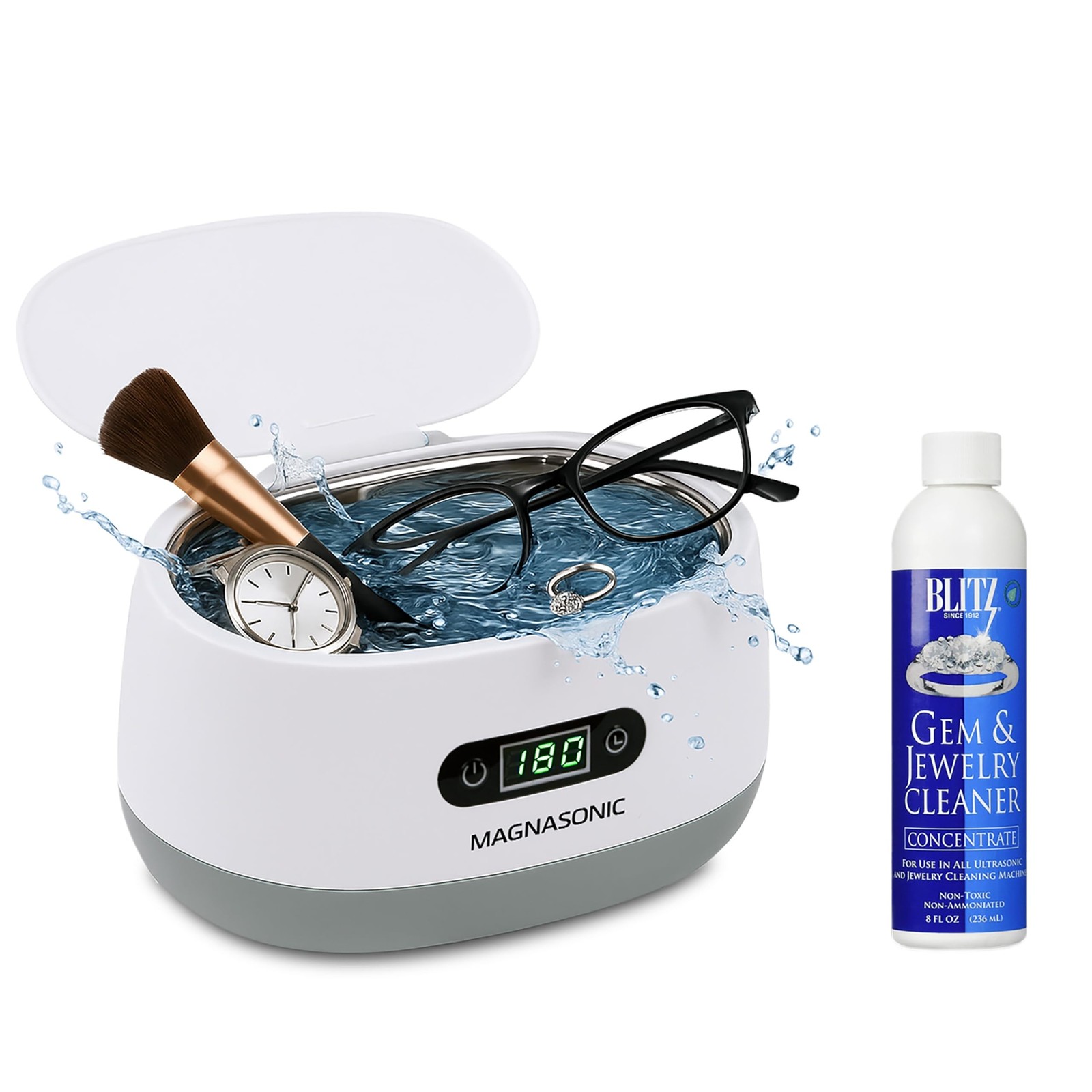 Magnasonic Ultrasonic Cleaner – 20oz Tank Ultrasonic Retainer Cleaner w/ 8oz …