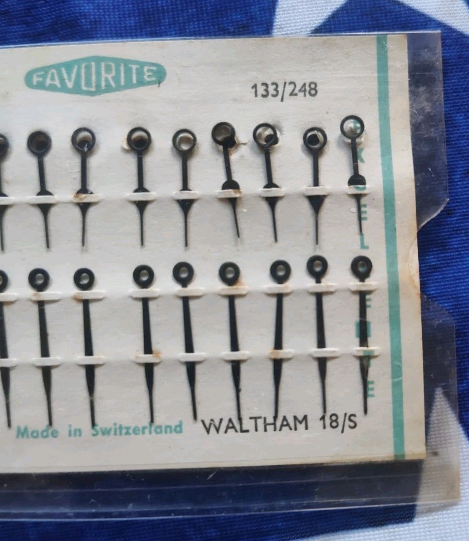 12 Pairs NOS Waltham Size 18 Pocket Watch Black Oxidized Hands Set Ref 6203B