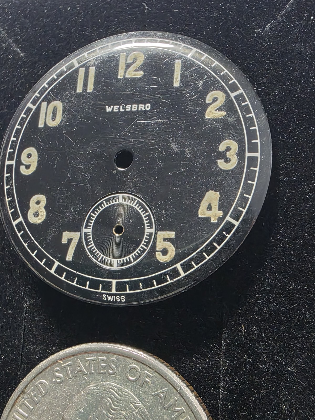 Vtg Welsbro Military Watch Dial 28.56mm Lume Indices(V3)
