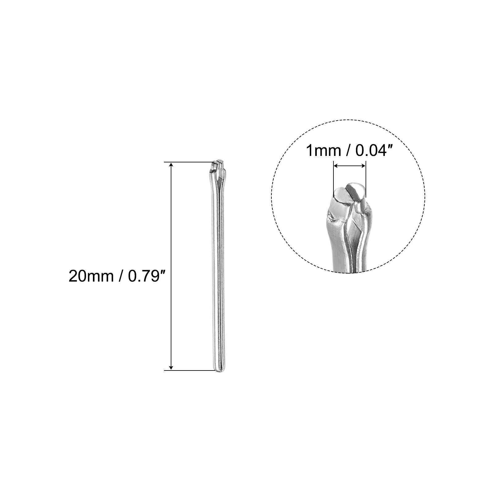 15Pcs 20mm Watch Band Link Cotter Pin, Stainless Steel 1mm Dia. Silver Tone