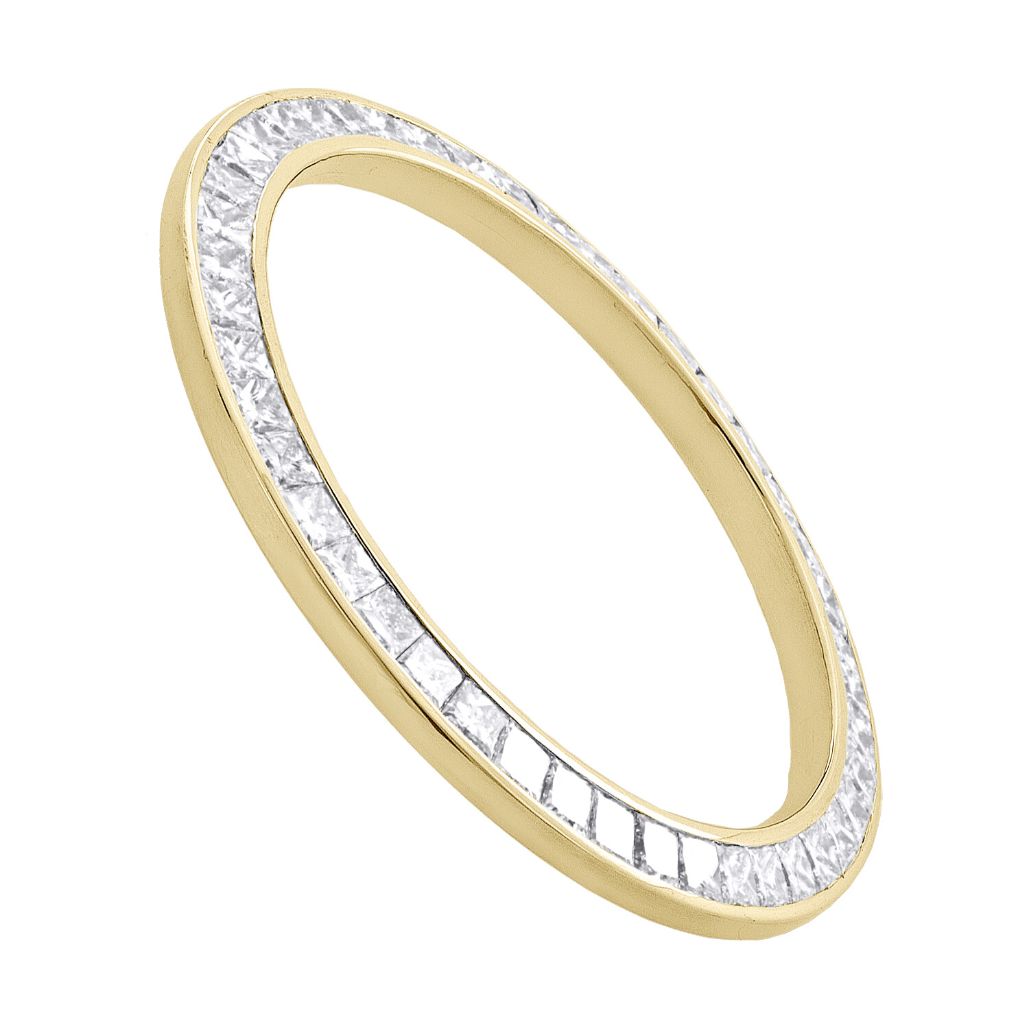 Solid Gold Princess Cut Diamond Bezel For 36mm Rolex DateJust / Day-Date 4.30 CT