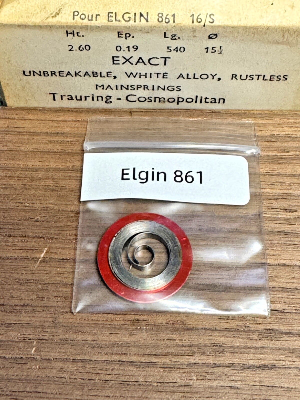 ELGIN 16s Pocketwatch Mainspring 861 (EXACT) White Alloy-NOS