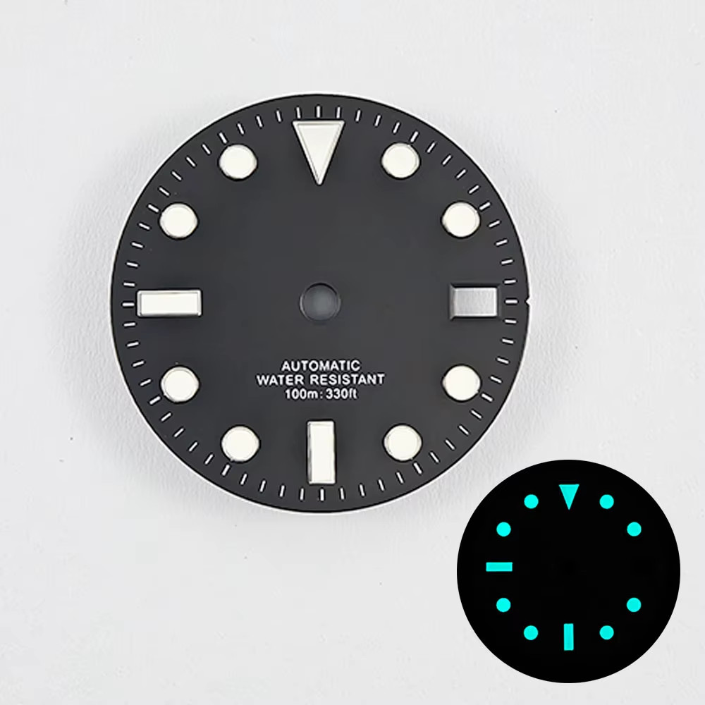 NH35 28.5Mm No Logo Watch Dial Sterile Luminous White Black Blue Green for NH35A