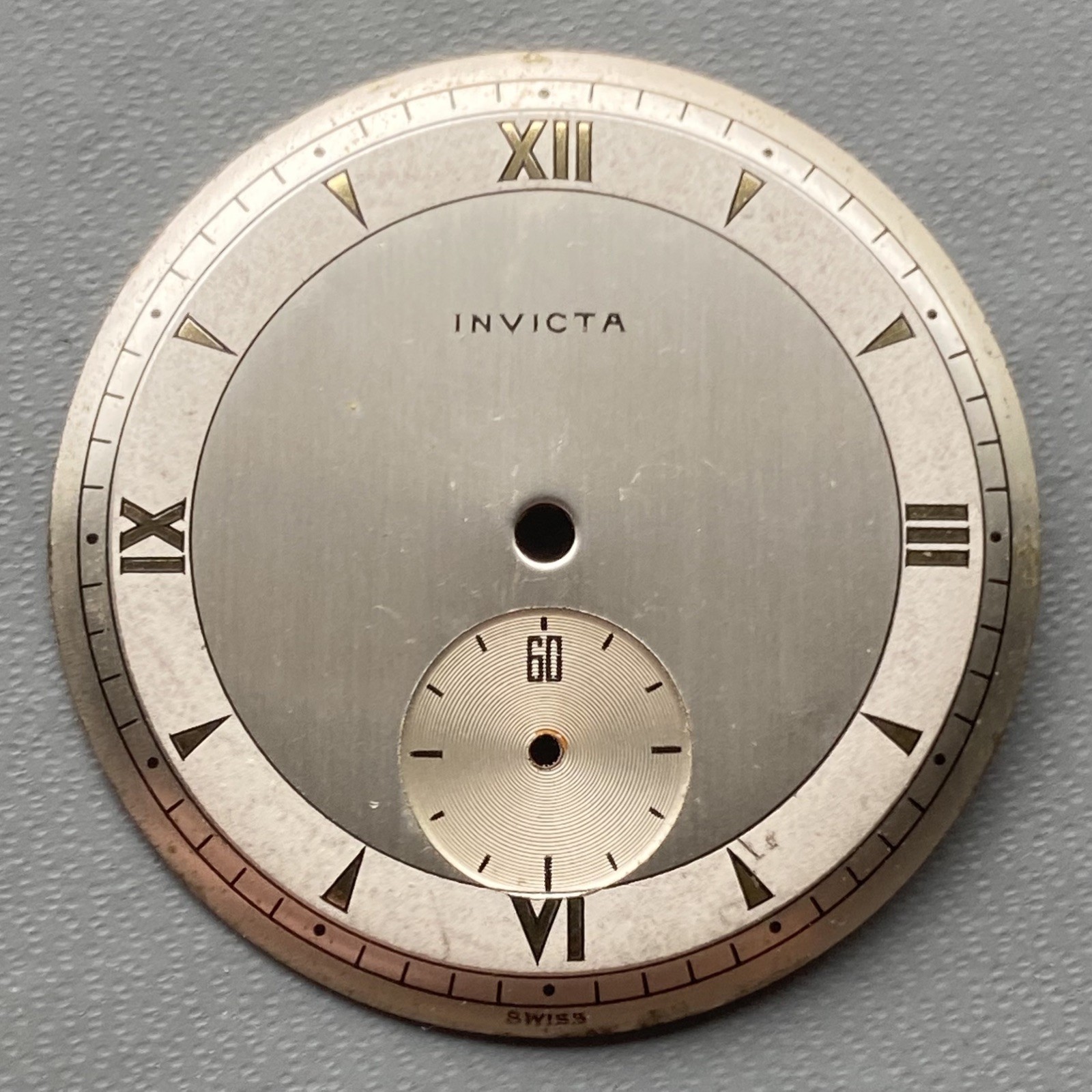 Vintage Invicta Bullseye Sub Second Watch Dial With Roman Numerals. 29.7mm