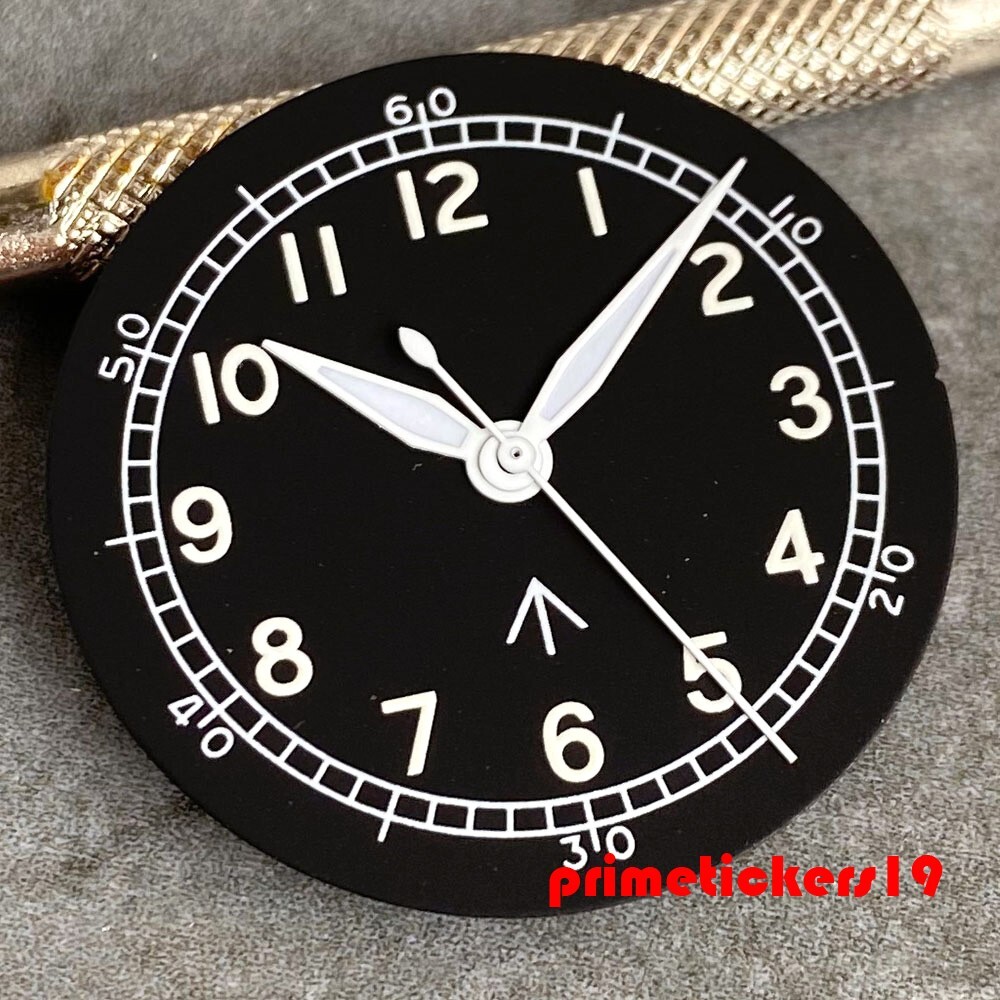 29mm Pilot Watch Dial+Hands Fit NH35 NH36 Mod Parts Pointers Lume Watches Face