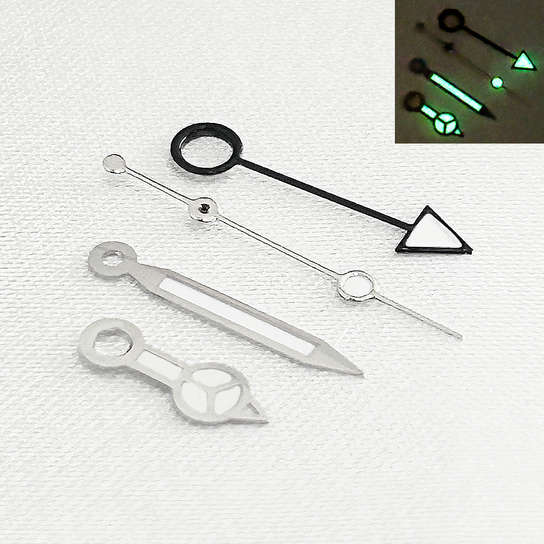 1 Set Silver/Black Dive Hands Fits NH34, 4R34, SSK, Green luminous — USA SELLER