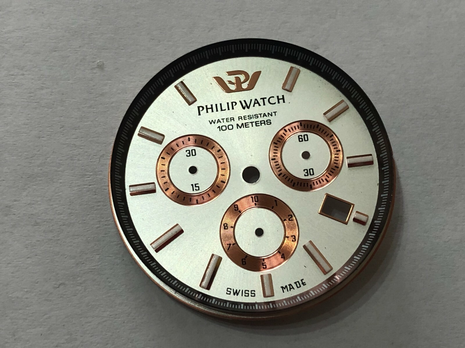 SPARE PARTS ACCESSORY PHILIP WATCH CARIBE CHAMPAGNE CHRONO WATCH DIAL.