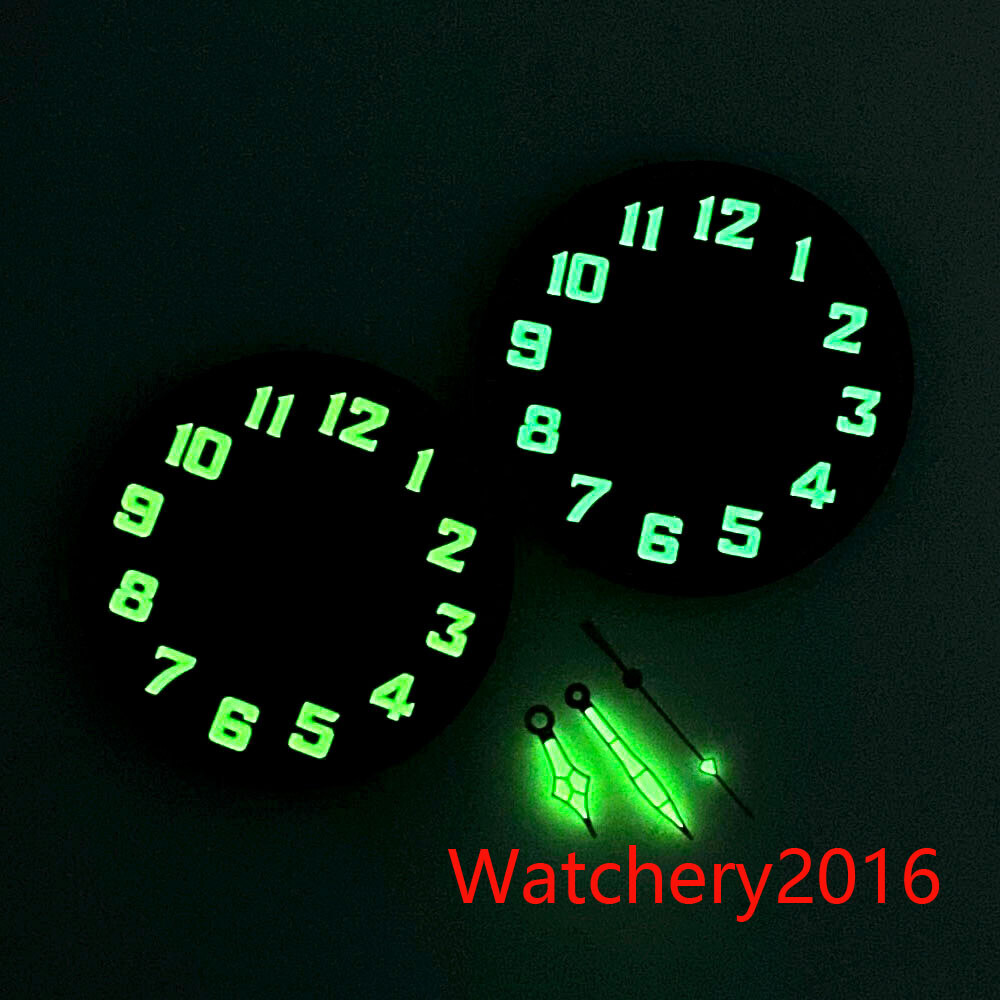 40.4mm Watch Dial Hand Green Luminous Fit NH35 ETA 2824 movement Rose Gold Edge
