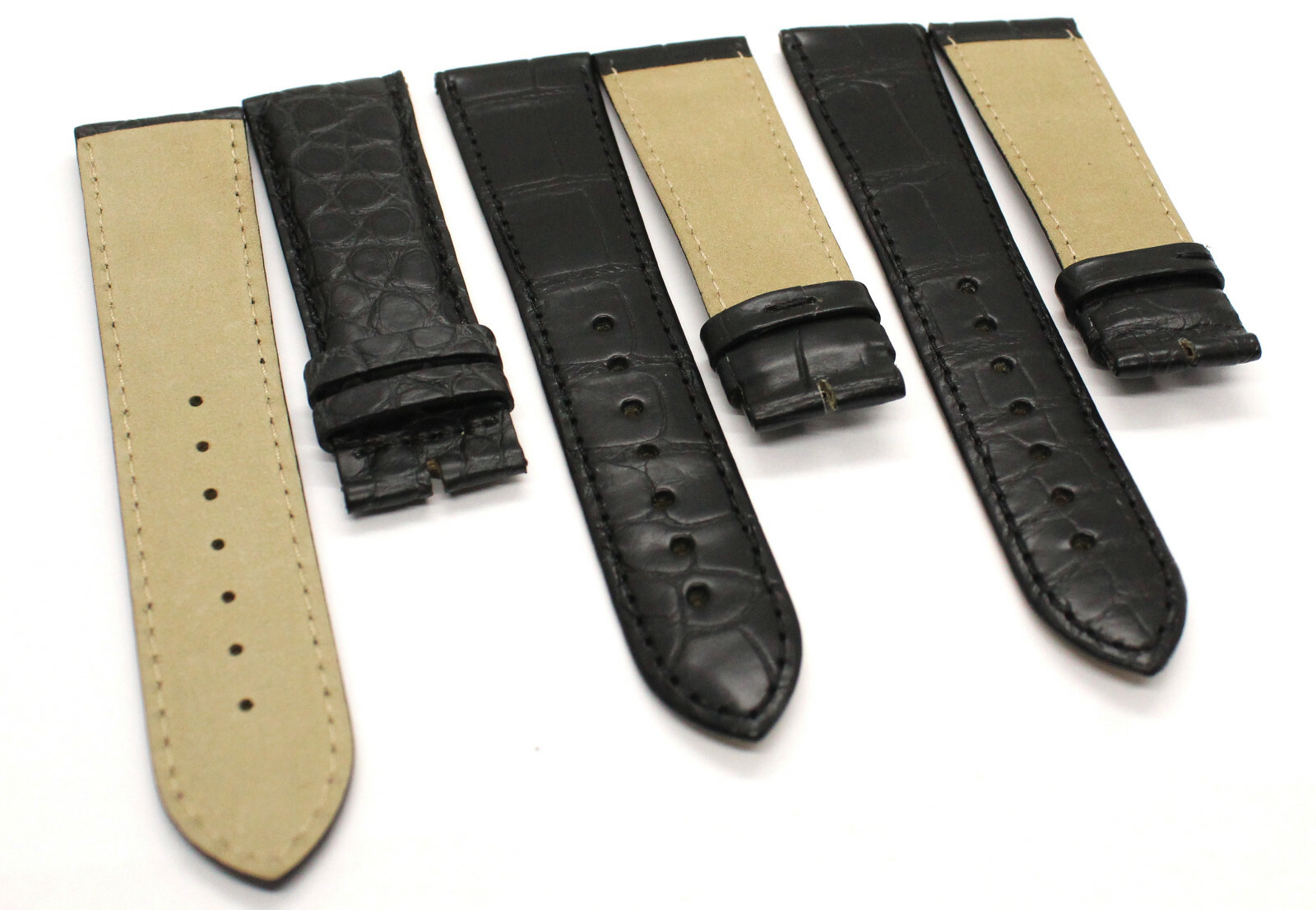 New Genuine Alligator Leather Band Black Color 22 mm x 20 or 18 mm Strap