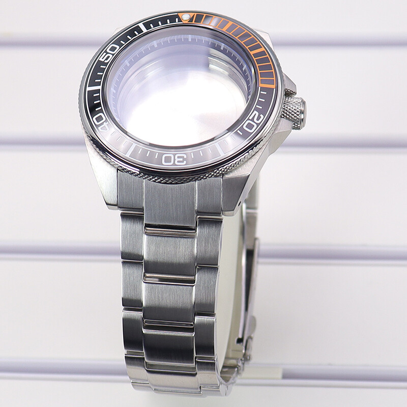Seiko Samurai 43.8mm Watch Case+strap AR layer sapphire glass For nh35 movement