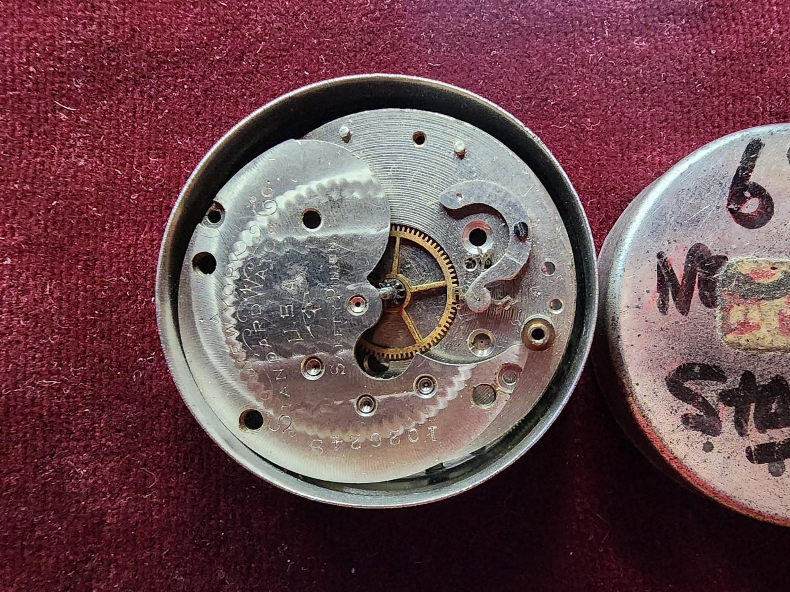 Vintage New York Standard Watch Co. 11.5A Pocket Watch Movement – Partial – USA