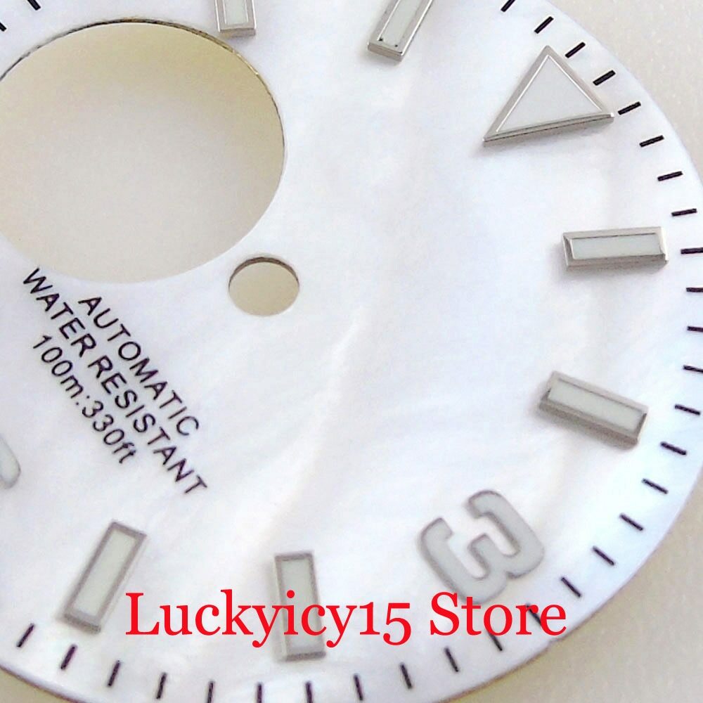 29MM Watch Shell Dial Fit NH38 Automatic Case Blue/Green Lumious Marks Dial