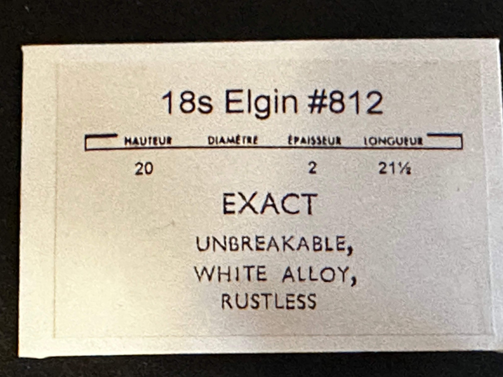 Elgin 18s Mainspring No. 812 (EXACT) – Alloy