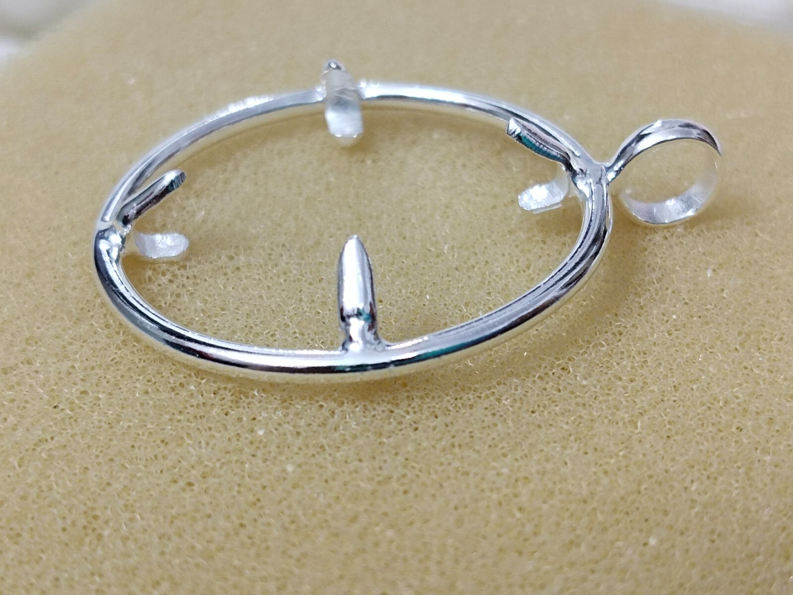 925 Sterling Silver Round Pendant setting prong Blank Bezel Holder Coin