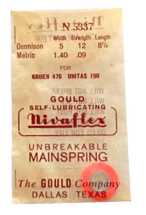 Gruen 470 Unitas 190 Mainspring watch part ALLOY
