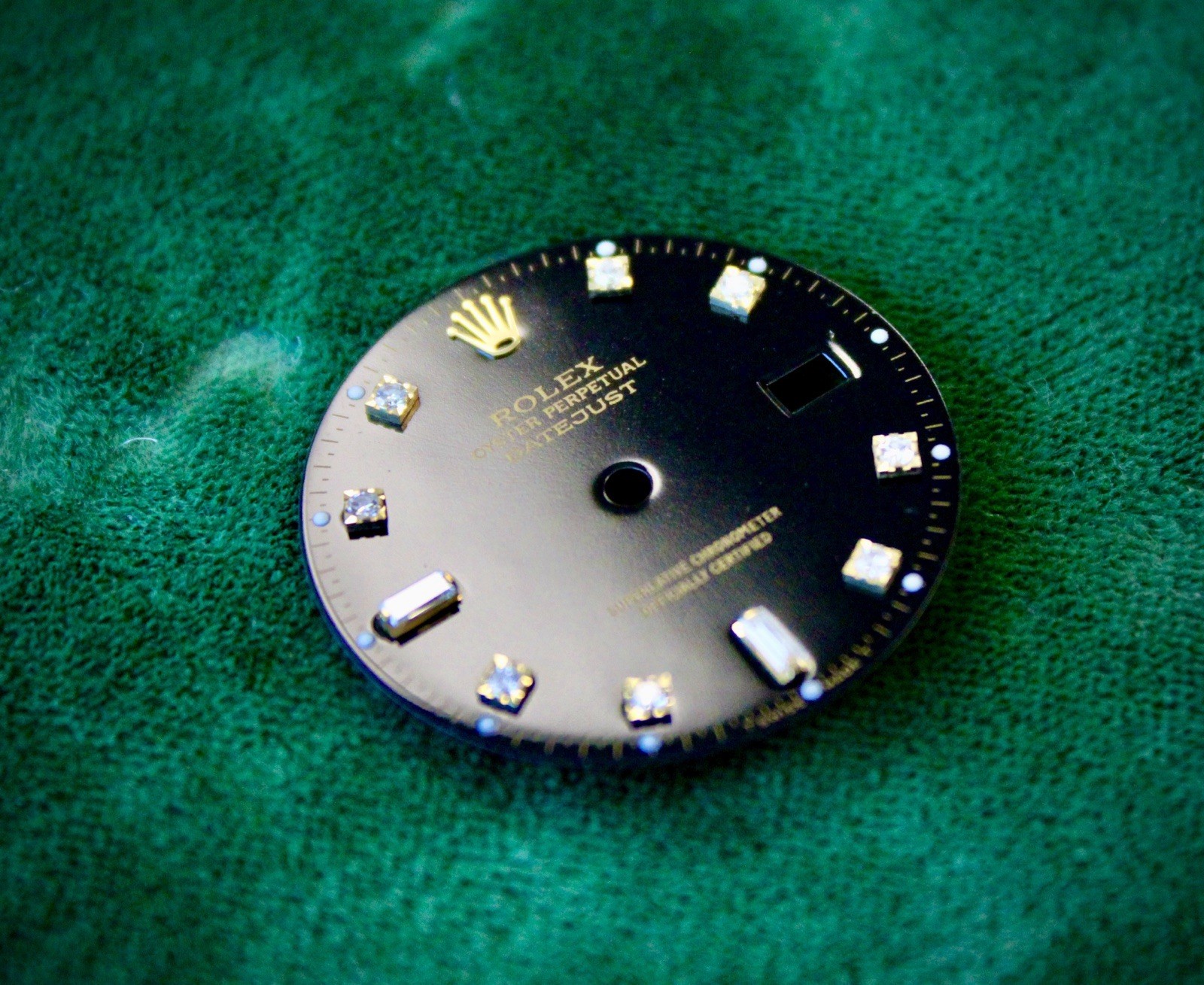 Original Rolex DateJust 16233 Factory Black Baguette Diamond Dial Quickset