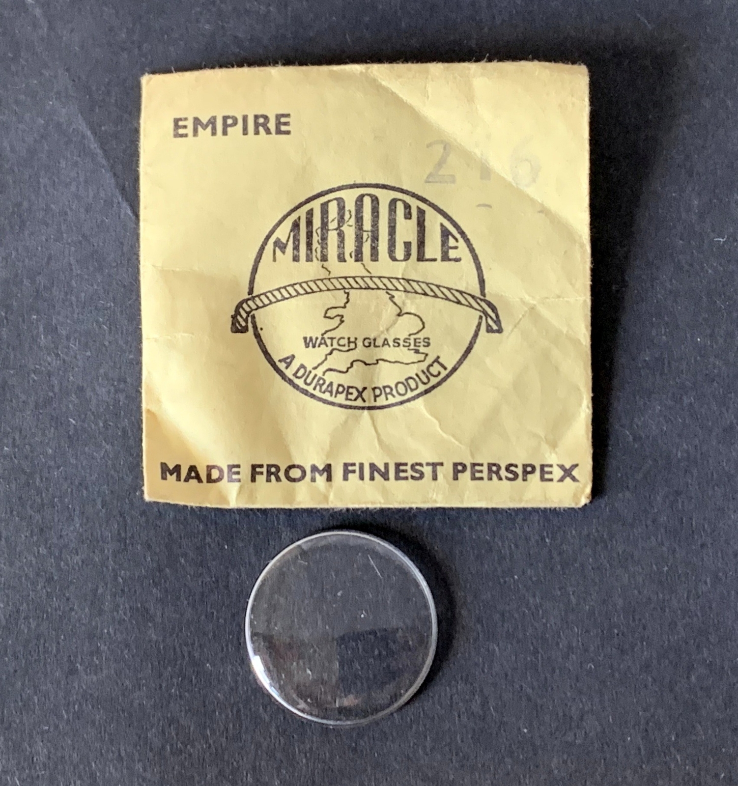 Vintage NOS Empire Miracle Durapex Watch “Glass” Crystal 21.2mm 2.6mm Dome #216